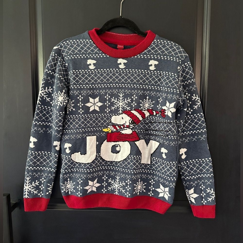 Peanuts Blue and Red Crew Neck Sweater